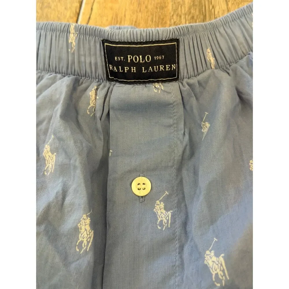 Polo Ralph Lauren Boxer Shorts Size Small Blue Classic Woven Cotton Polo Pony